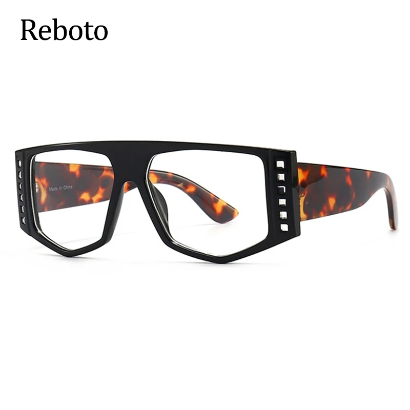 Montura de gafas de leopardo para hombre y mujer, lentes transparentes de gran tamaño, diseño único, montura grande, Unisex