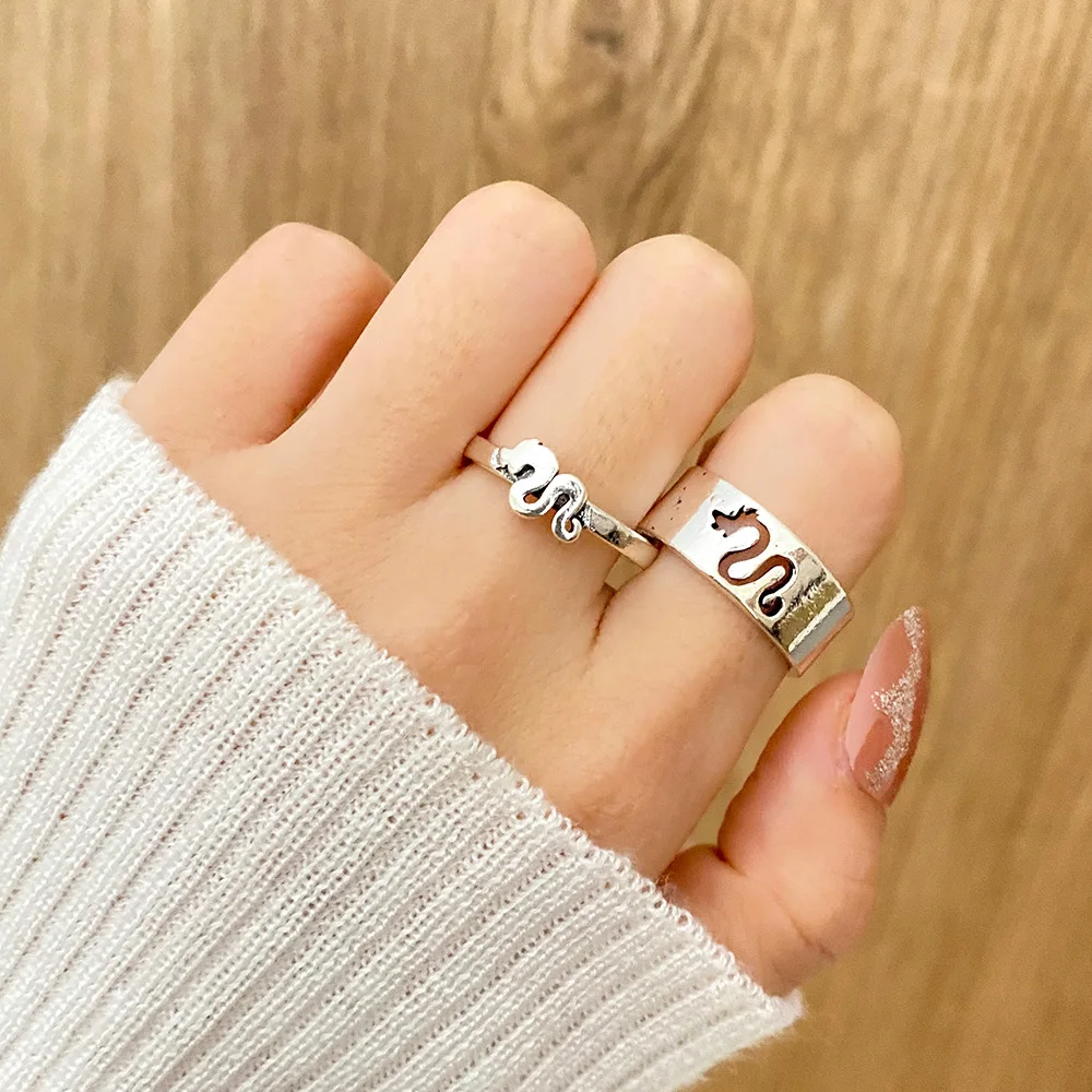 

Goth Mushroom Flame Dragon Ring Set Romantic Lover Couple Rings For Women Men Engagement Wedding Ring Vintage Jewelry Gift