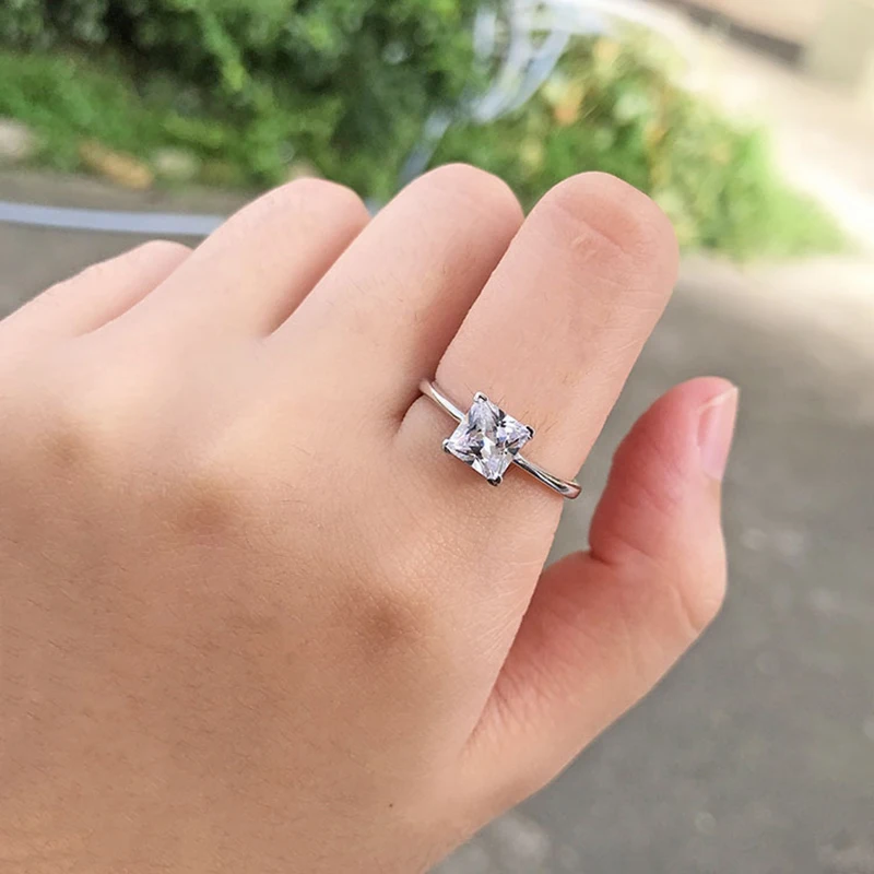 

Luomansi 6*6mm High Carbon Diamond Ring Real S925 Sterling Silver Women's Jewelry Wedding Party Rings Wholesale