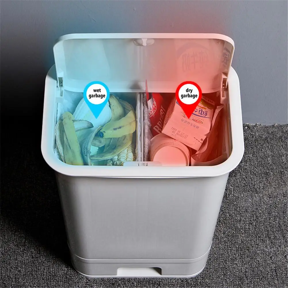 Trash Bin Nordic Dustbin Double Layer Dry Wet Sorting With Drawer For Kitchen Home Can Garbage Storage | Дом и сад