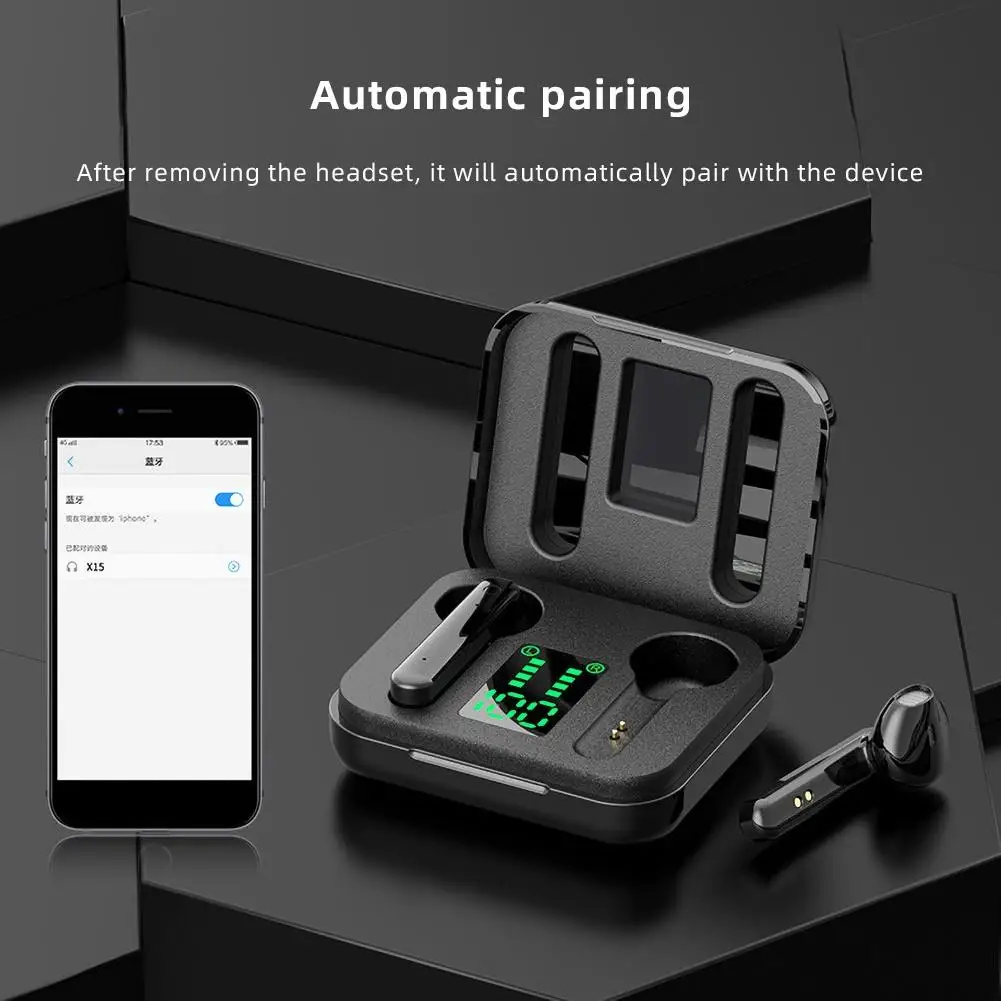 TWS беспроводной Bluetooth 5 0 светодиодный цифровой дисплей наушники стерео музыка