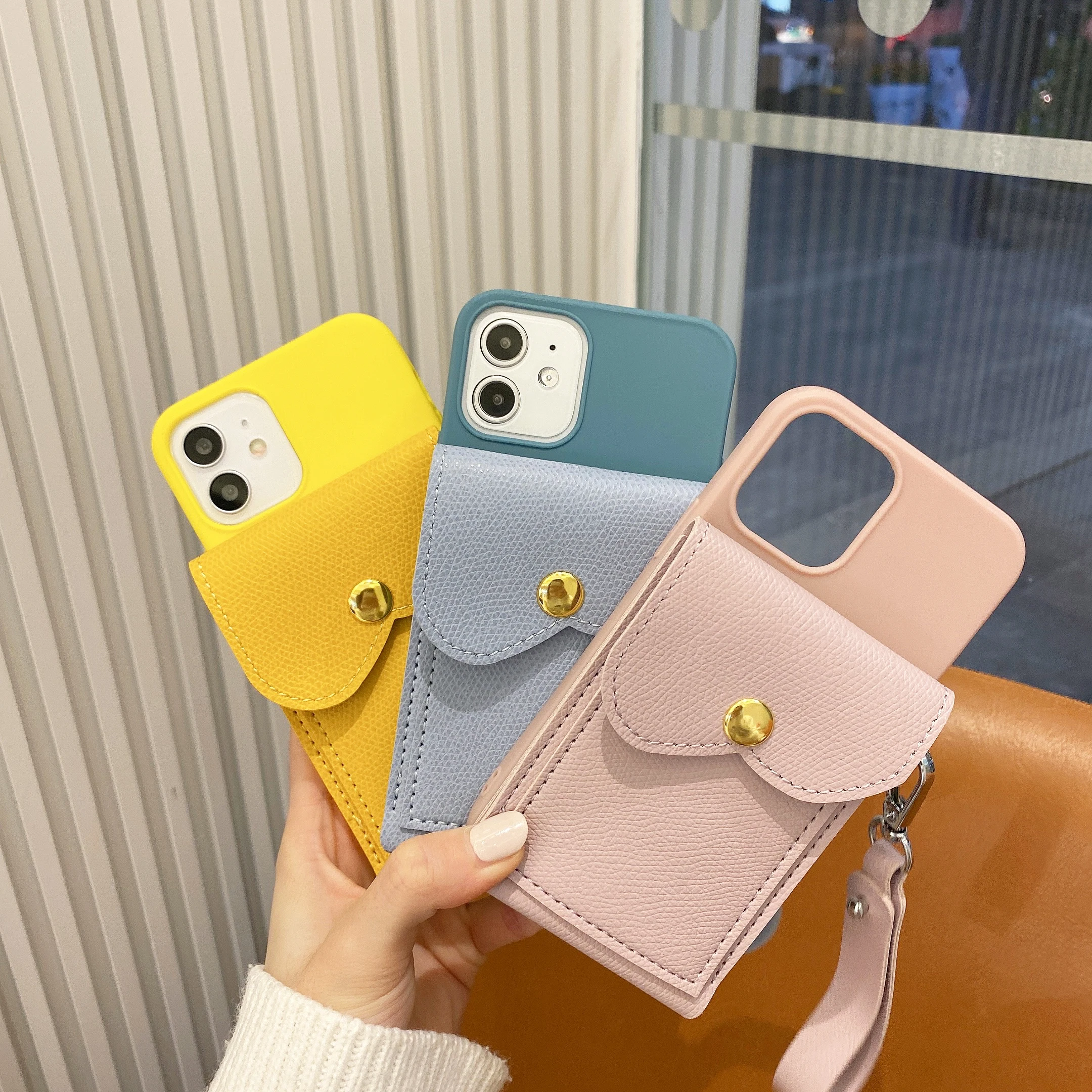 

Fashion Luxury Wallet Phone Cases For iPhone 11 12 13 Pro Max Mini XS XR X 7 8 Plus SE 2020 Wrist Strap Leather Cover