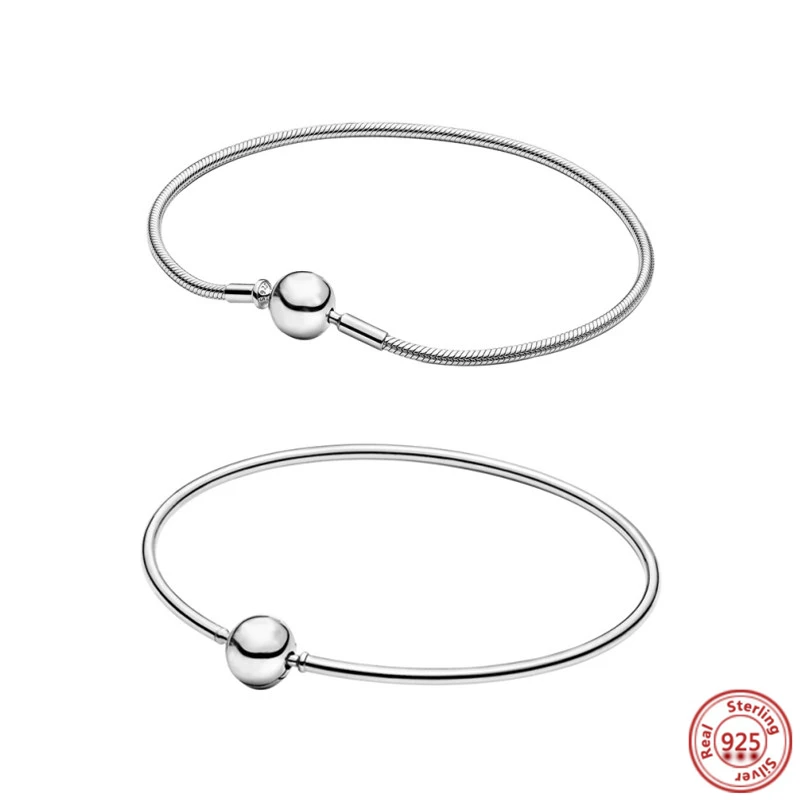 

Ladies Fashion 925 Sterling Silver Moments Heart Closure Snake Chain Bracelet For Women Fit Original Pandor Charm Beads Jewelry