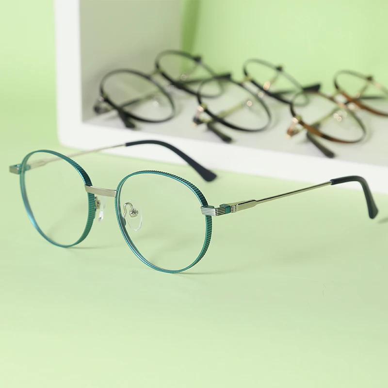 

NatuweCo Metal Round Optical Frames Prescription Glasses Spectacles Black Blue Golden Temple Myopia Hyperopia Eyeglasses Eyewear