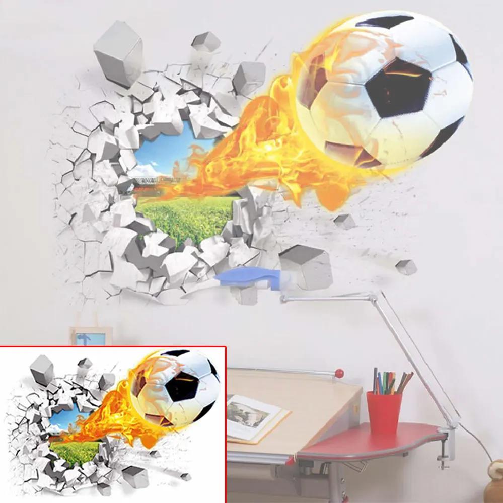 Стрельба футбол через стены наклейки для детской комнаты декорация Переводные