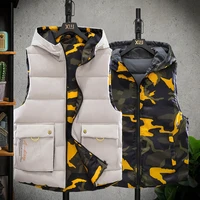 mens padded waistcoat reversible vest thick autumn winter warm coat outwear quilting jacket male clothes