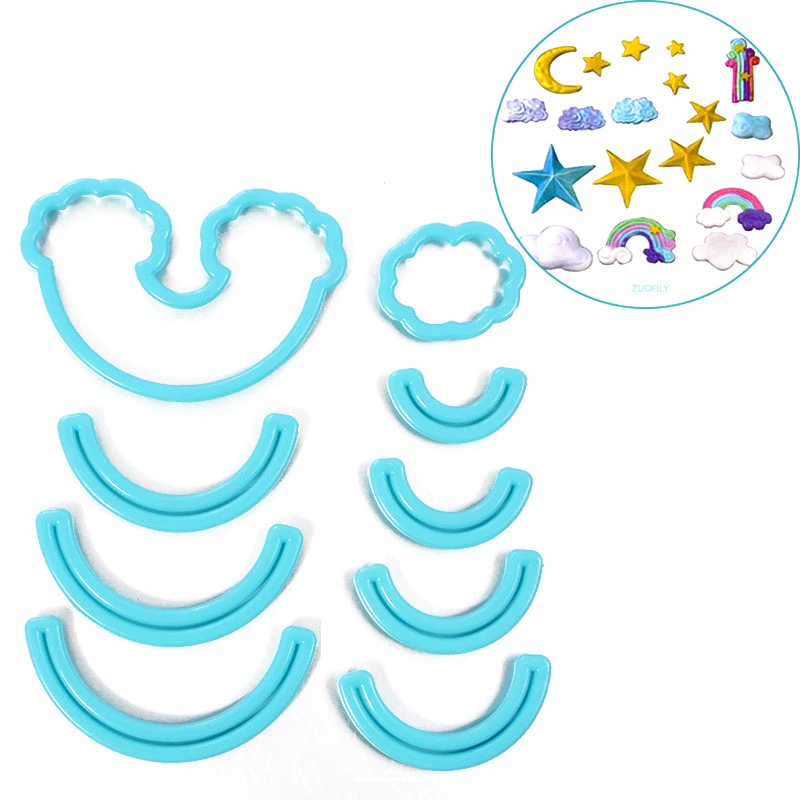 9pcs/set Rainbow Cloud Shape Cookie Cutting Mold Fondant Cake Biscuit Pastry Printing Decoration Cutter Baking Tools | Дом и сад