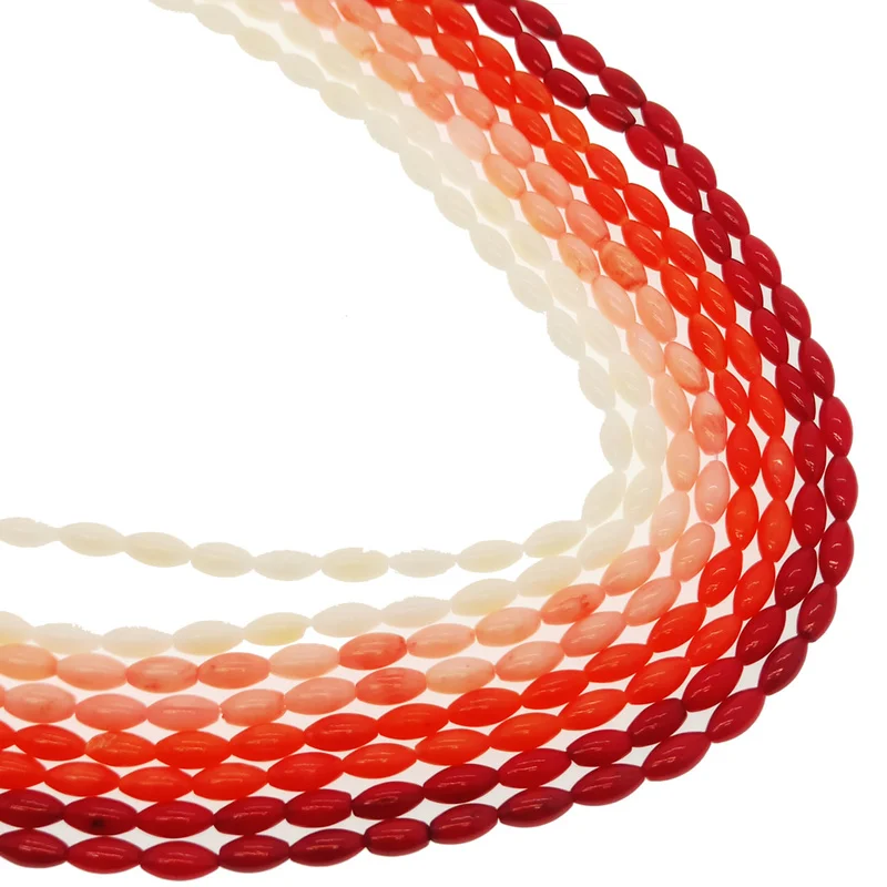 Модные овальные бусины 4*8 мм из кораллового риса россыпью высокого качества