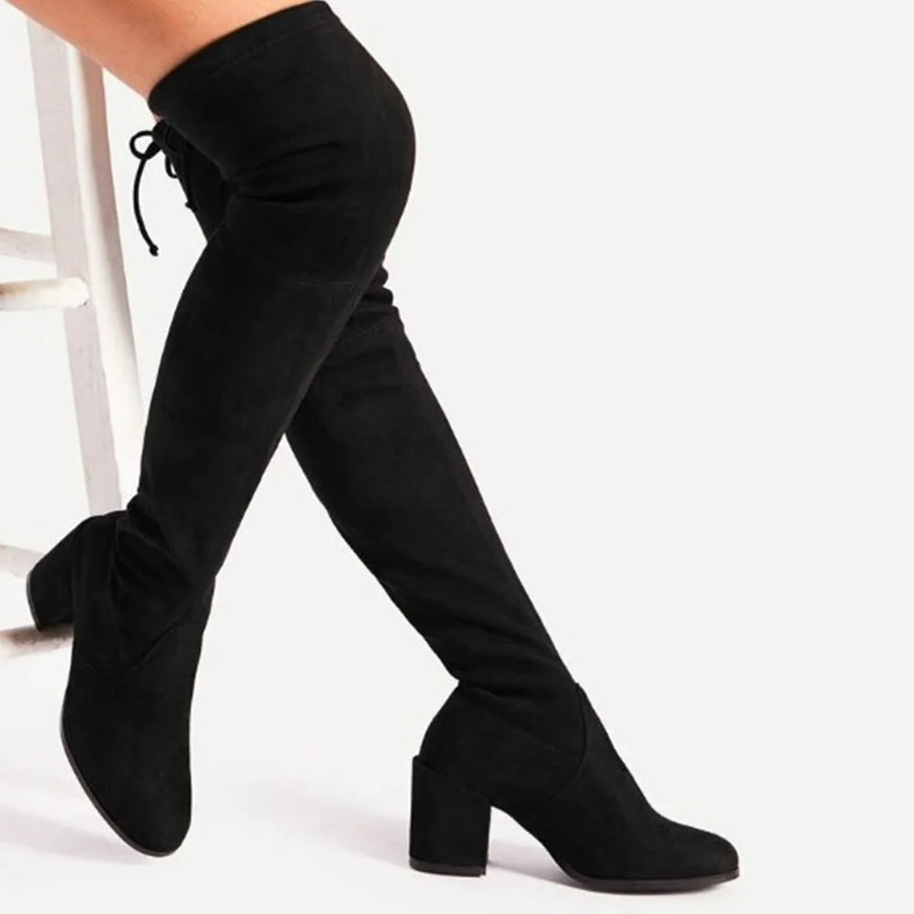 

Female Boots For Women 2021 Over The Knee High Boots Med Heel Fashion Comfy New Shoes Woman 2021 Winter Hot Sale Popular Casual