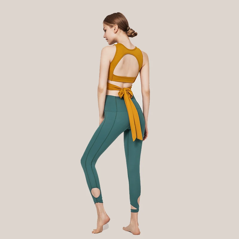 

Two Piece Yoga Seamless Set Leggings Workout Clothes for Women with Sleeveless Crop Top Sport Suit Ladies Tracksuit Girl