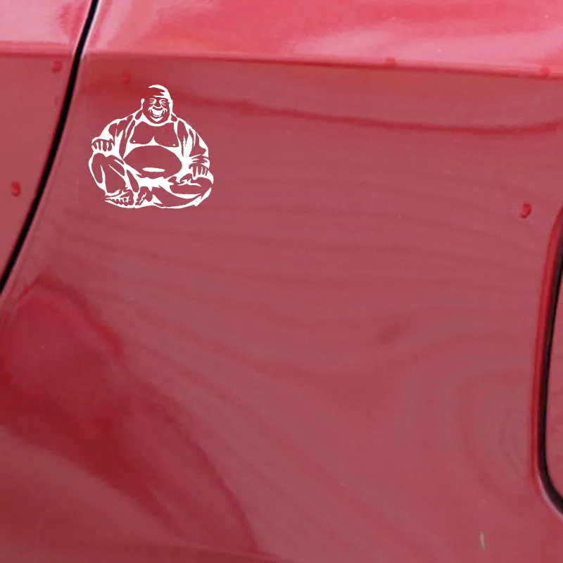 Volkrays Cartoon Car Sticker Laughing Buddha Buddhism Accessories reflective Vinyl Decal Black/Silver 15cm*16cm | Автомобили и