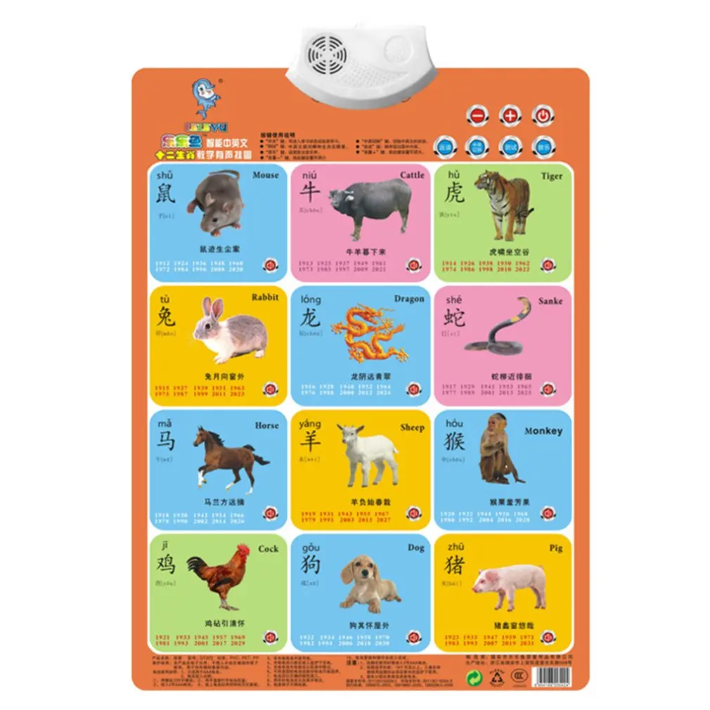 

Children's Audio Wall Chart Early Education Picture Chart with Sound for 0-3 Years Old Baby Pinyin Picture Literacy Reading