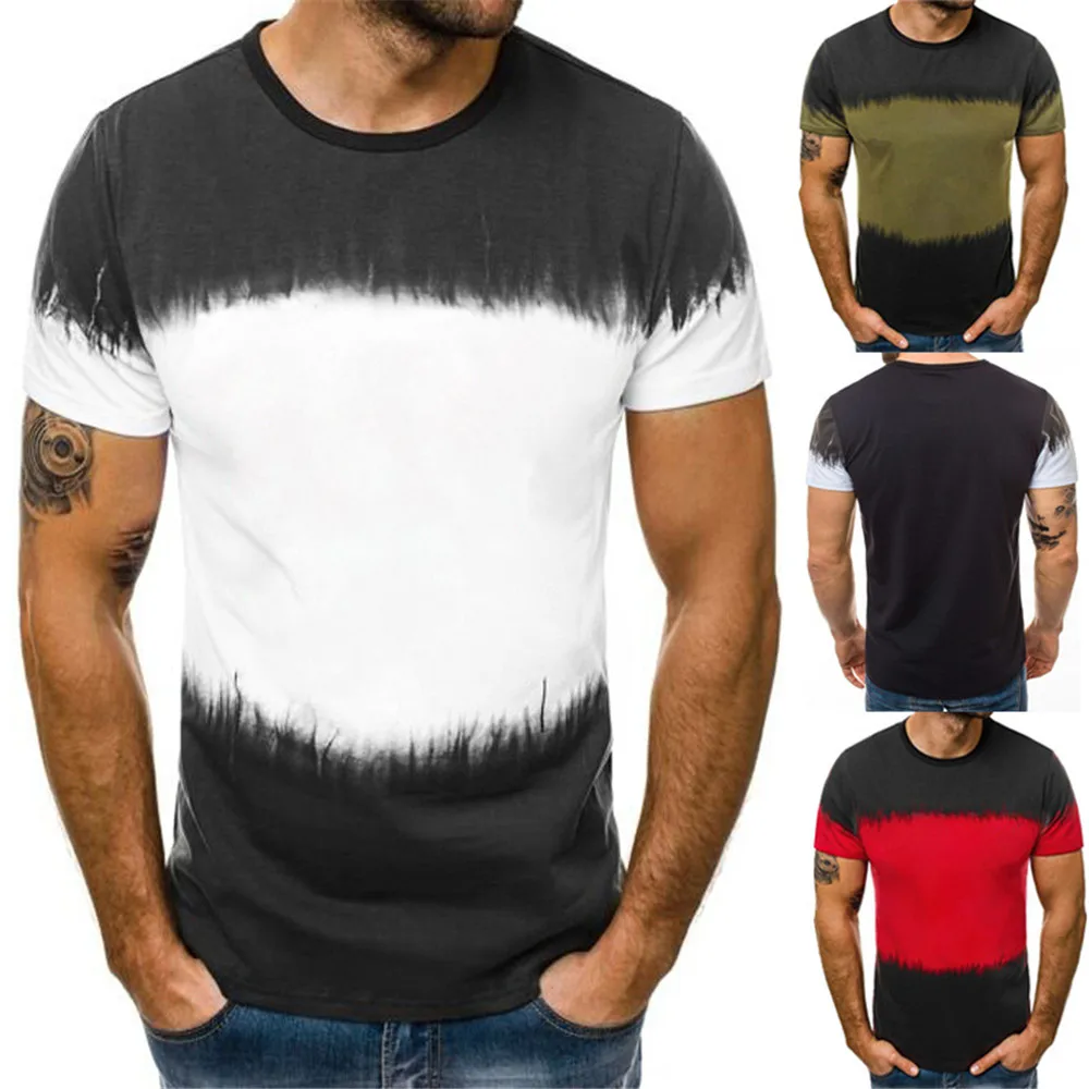 

2021 fashion trend casual men's T shirt lapel short sleeve splicing T shirt men solid color pullover top T shirt