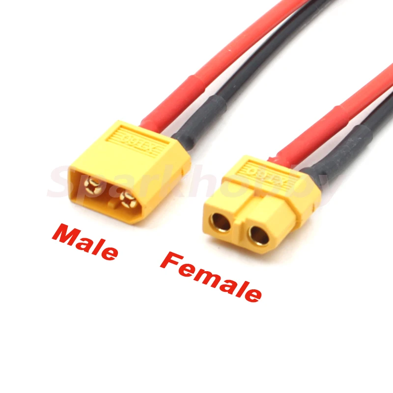 Штекерный разъем Sparkhobby XT60 XT30 T силиконовый провод 14/18AWG 100 мм 5 шт. | Игрушки и хобби