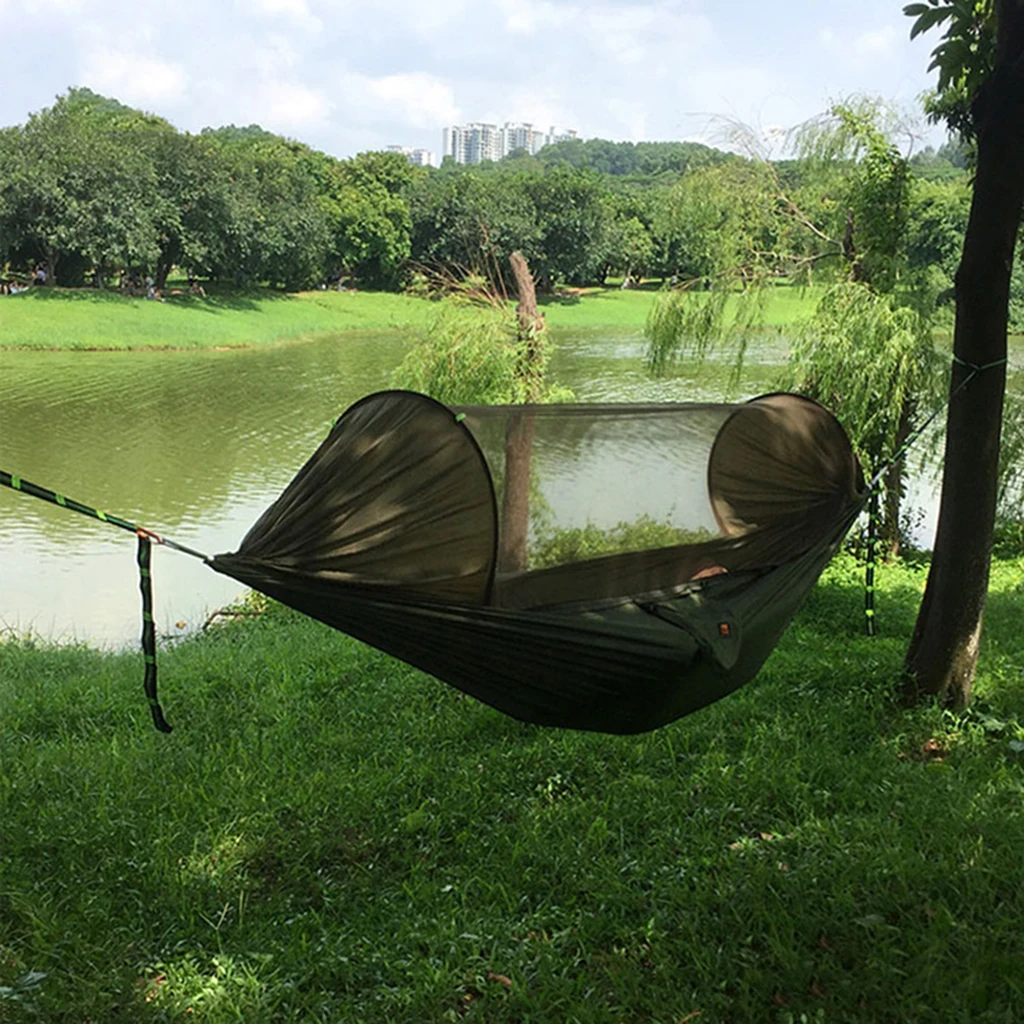 Нейлоновый гамак для кемпинга ультралегкий портативный с москитной сеткой