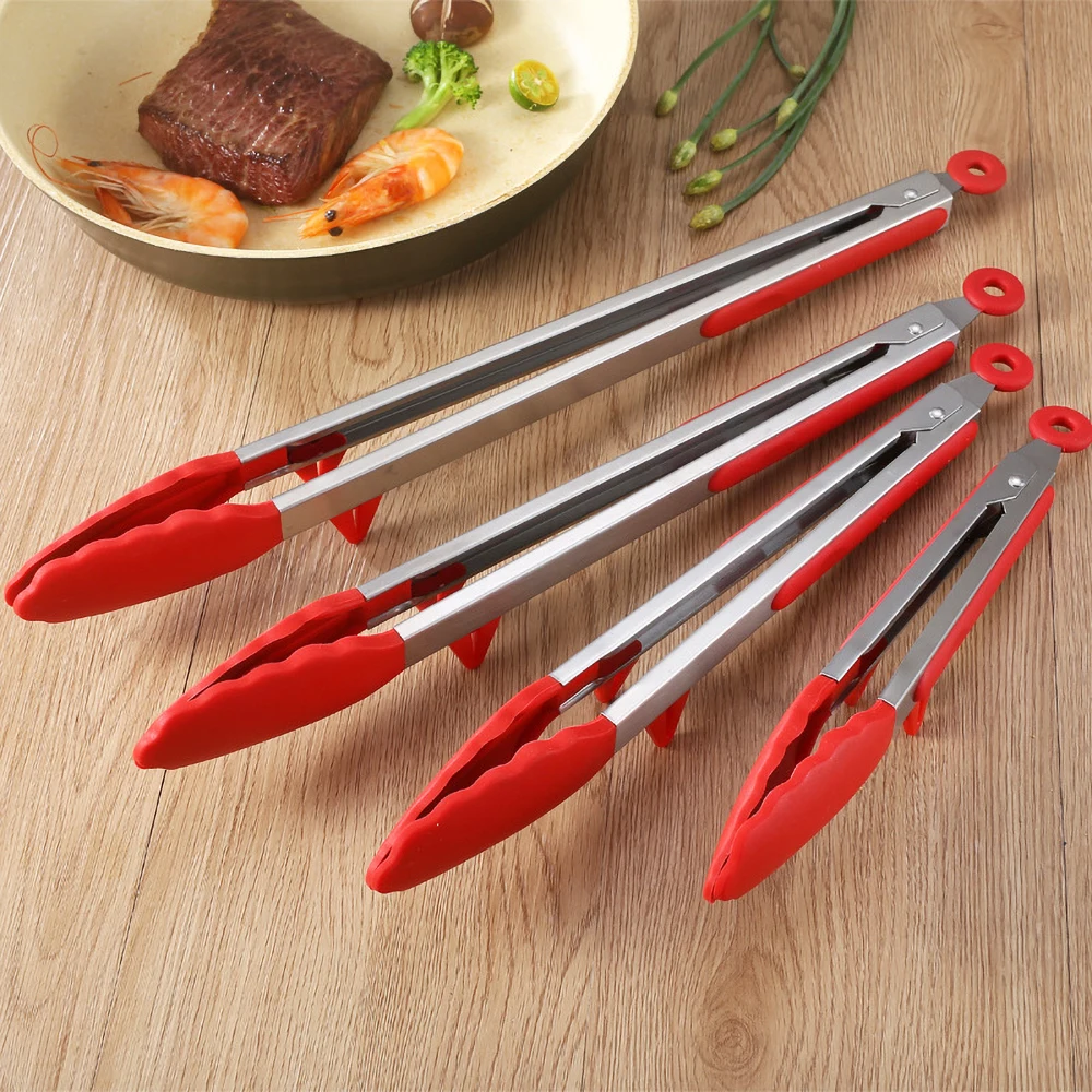 

Stainless Steel Silicone with Feet Food Tongs Household Kitchen Food Tong Baking Accessories Tools Cooking Gadgets Utensils