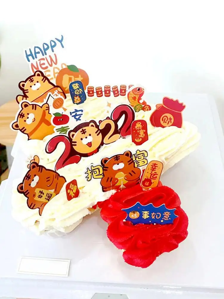 

Cake Decor Tiger Cake Topper Colorful Recyclable Cupcake Toppers Cute Cartoon Tiger Cake Decorations For 2022 New Years Party