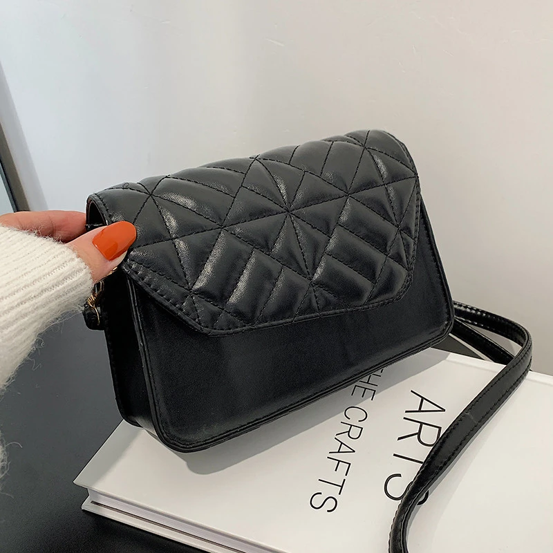 

Lingge Embroidery Thread Women's Bags 2022 New Retro Texture Single Shoulder Messenger Bag Solid Color Small Square Bag