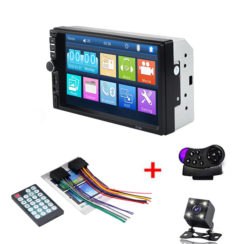 control and camera Автомагнитола 2 Din Mp5 плеер Bluetooth Handsfree сенсорный экран авто радио обратное изображение поддержка камеры заднего вида Mirrorlink 7018b - Цвет: control and camera