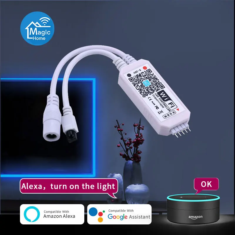 

5PIN DC5-28V RGBW Led Strip Mini IR 24 Keys Wifi Controller For Android Ios Alexa Magic Home Smart House