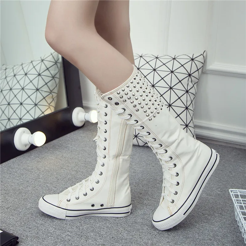 2019 Сезон весна осень Женская танцевальная обувь с высоким голенищем С заклепками