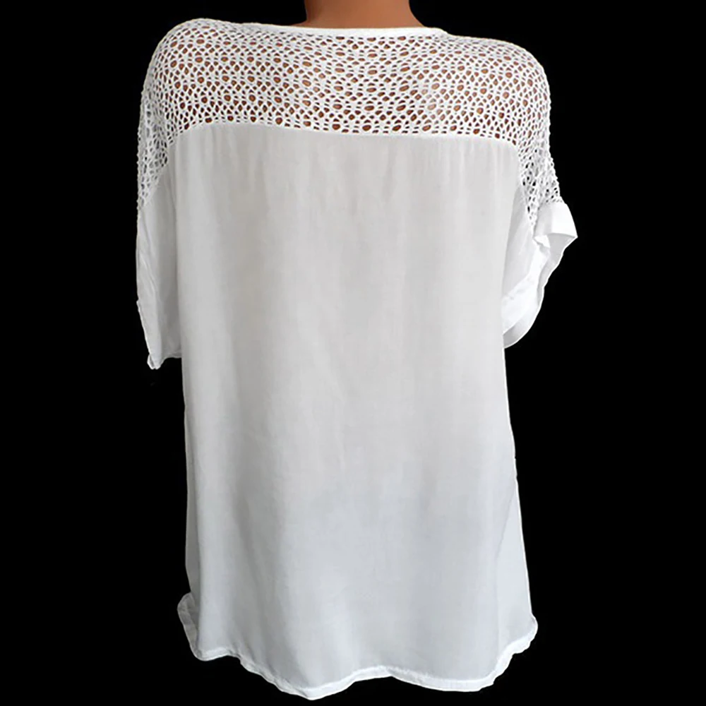 Новинка лета 2020 Элегантная блузка для отдыха женские кружевные топы с коротким