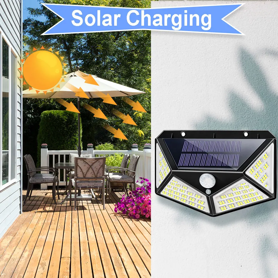 Светодиодная уличная настенная лампа на солнечной батарее водонепроницаемый