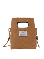 brown kraft paper cell phone pouch vintage string strap crossbody bags waterproof ecofriendly outdoor travel purses and handbags