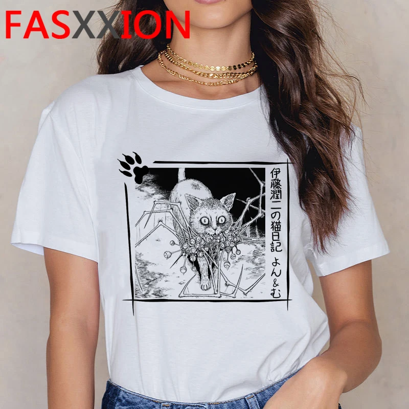 

junji ito t-shirt summer top women aesthetic print 2021 grunge plus size t-shirt
