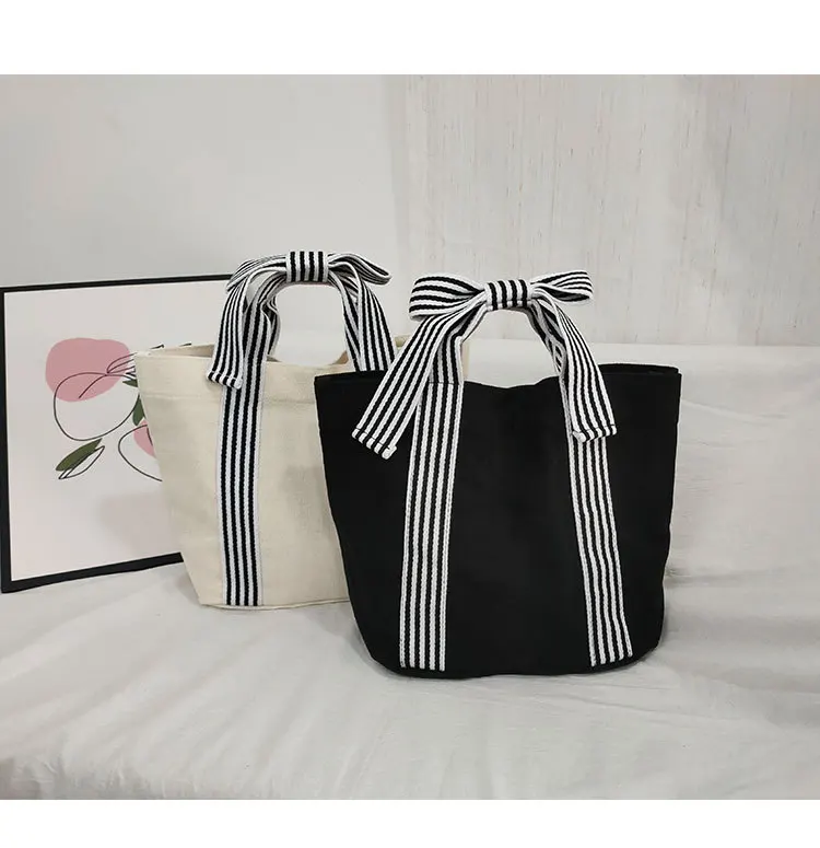 Женские новые сумки модная трендовая простая Холщовая Сумка с бантом маленькая