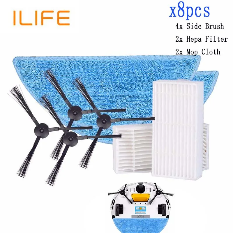 8pcs 8 шт кучи фильтр Швабра Ткань боковая щетка для chuwi ilife v5s life v5 pro x5 V3L V5 V3S V3S pro V50 Запчасти для роботизированного пылесоса - Цвет: 8pcs