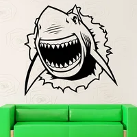 Shark Wall Sticker Ocean Animals Marine Theme Style Crack Creative Home Decor for Bedroom Bathroom Vinyl Window Decal Art M493