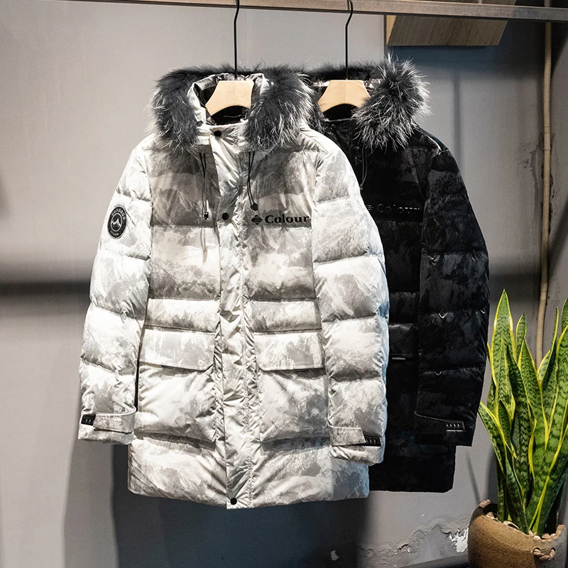 

Men's Winter Down Jacket 2020 Warm Fashion Black Lightweight Down Jacket Stylish Casual Coat Male Hooded Apparel Jackets For Men