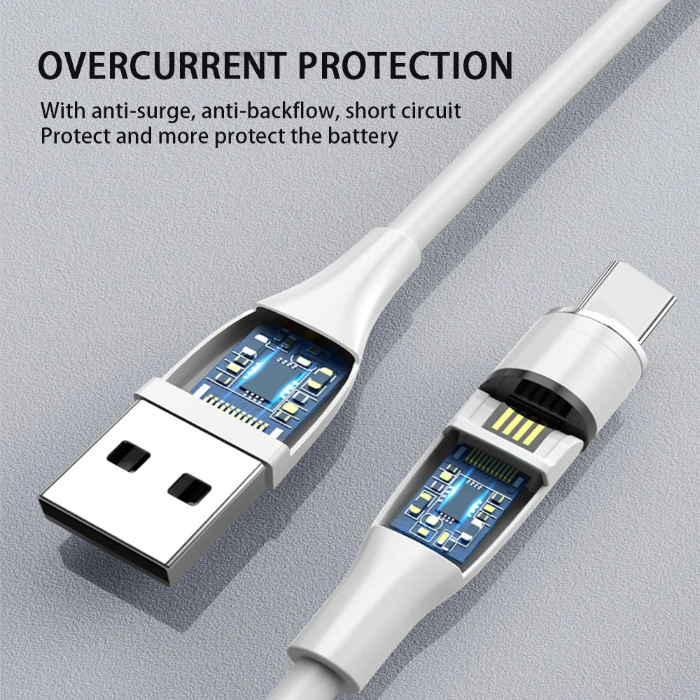 Магнитный кабель с поворотом на 540 градусов 3 А Micro USB Type-C магнитное зарядное