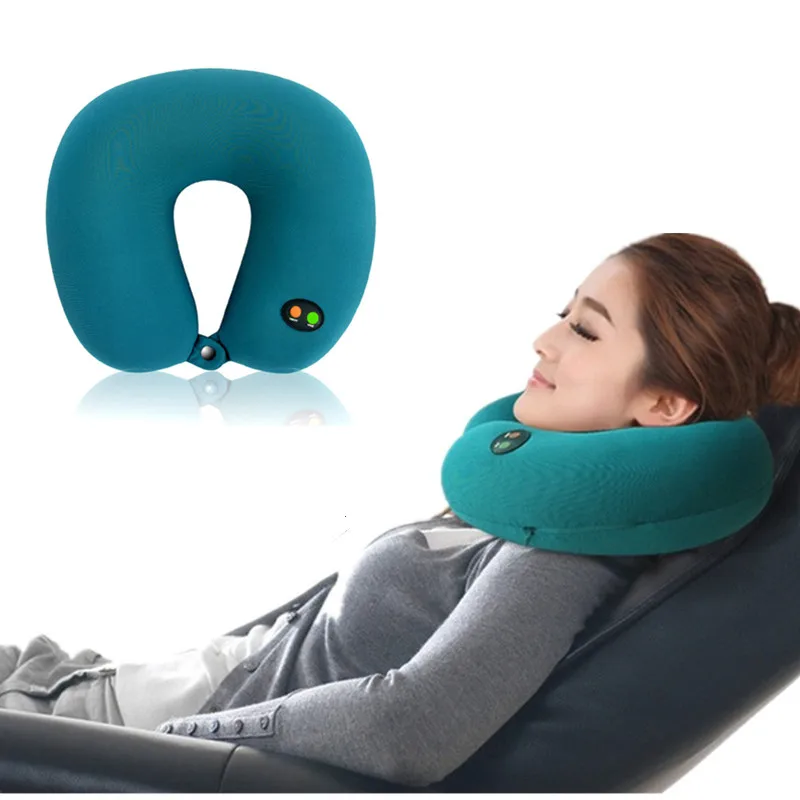 

Battery Operated Neck Cervical Traction Collar Massage Pillow Vibrating Cushion Car Travel Kit Seat Massager Relax Pain Relieve