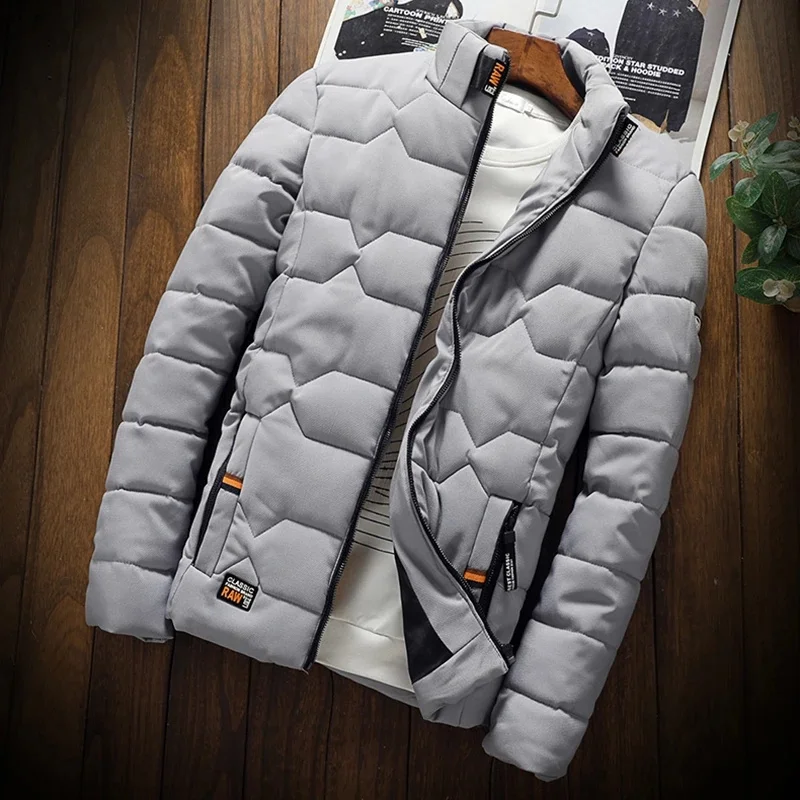 

2021 men's winter baseball jacket patchwork cotton coat slim college warm jacket men's standing collar coat MY209