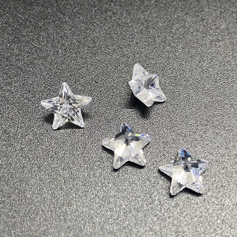 

Size 3x3mm~10x10mm 5A Quality Star Shape White Cubic Zirconia Stone Star Cut CZ Gems For DIY Jewelry Free Shipping