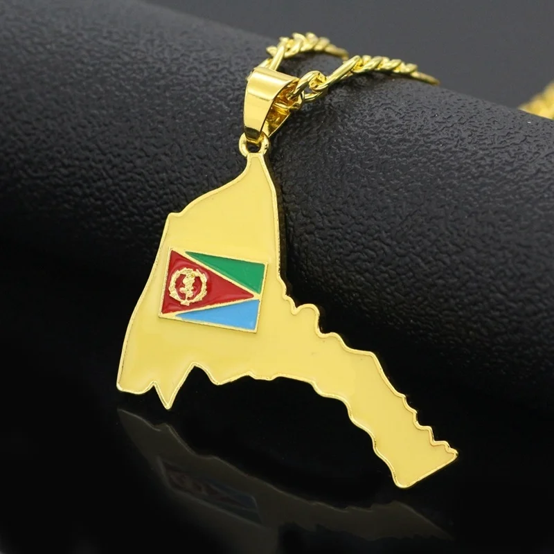 

New Trendy Eritrea Country Map Shape Pendant Necklace Men's Necklace Fashion Metal Map Pendant Accessories Party Jewelry