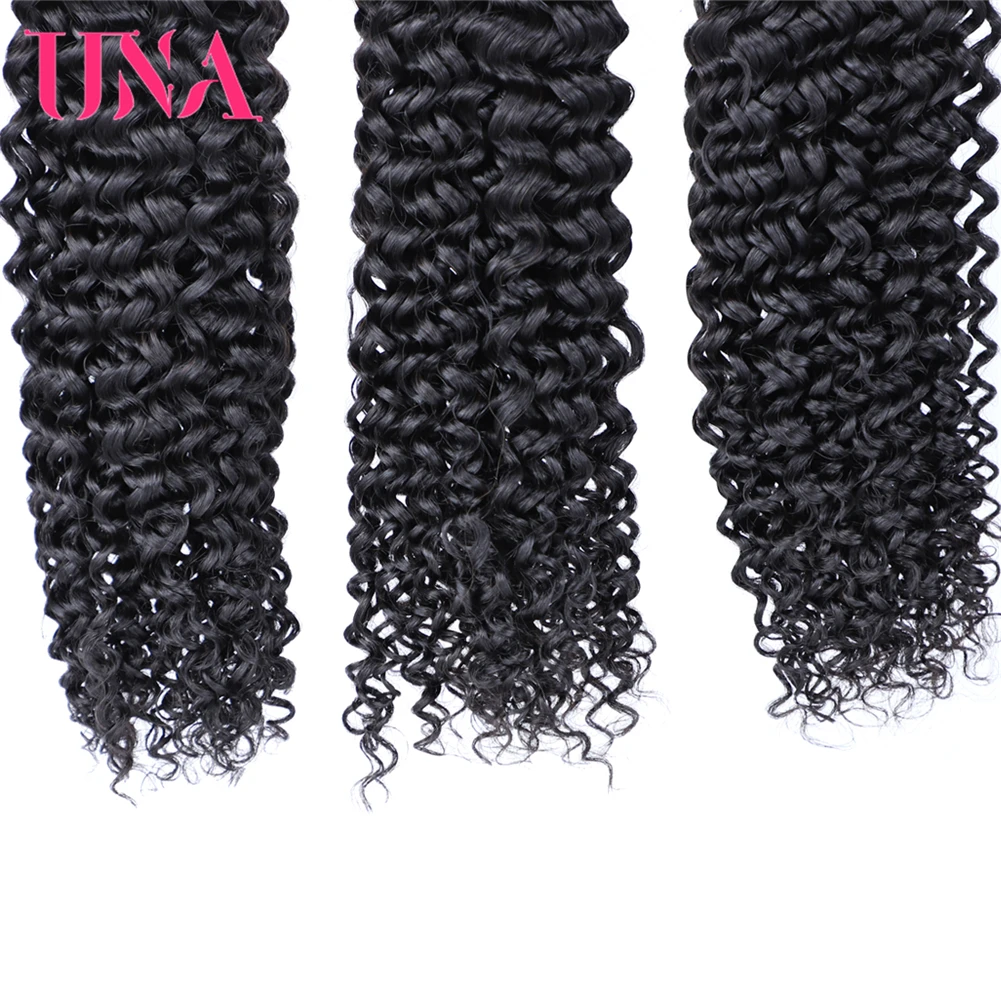 UNA бразильские кудрявые человеческие волосы 3 шт дело Remy пучки цвет # 1B от 8 дюймов
