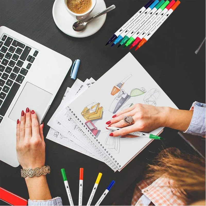 100 цветов акварельные ручки с двойным наконечником хайлайтеры художественные