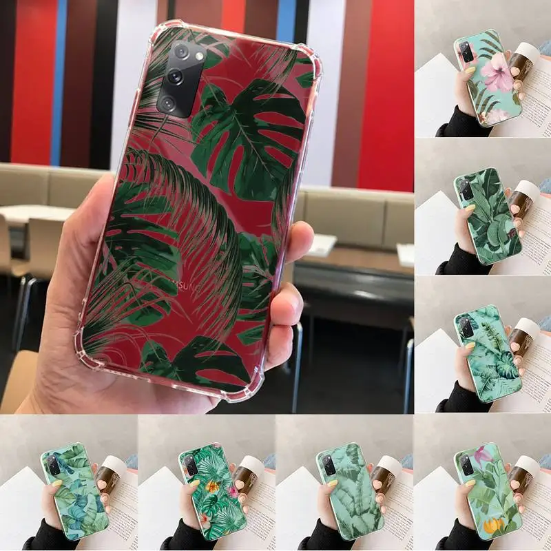 

Banana leaf flower art Phone Case Transparent For Samsung S 10 9 20 11 7 8 21 6 P Edge PLUS ULTRA 4G 5G