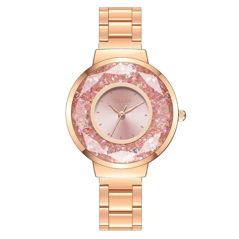 Pink Женские часы из нержавеющей стали, розовое золото, женские стразы, кварцевые наручные часы, женские элегантные часы-браслет Zegarek Damski A30 - Цвет: Pink