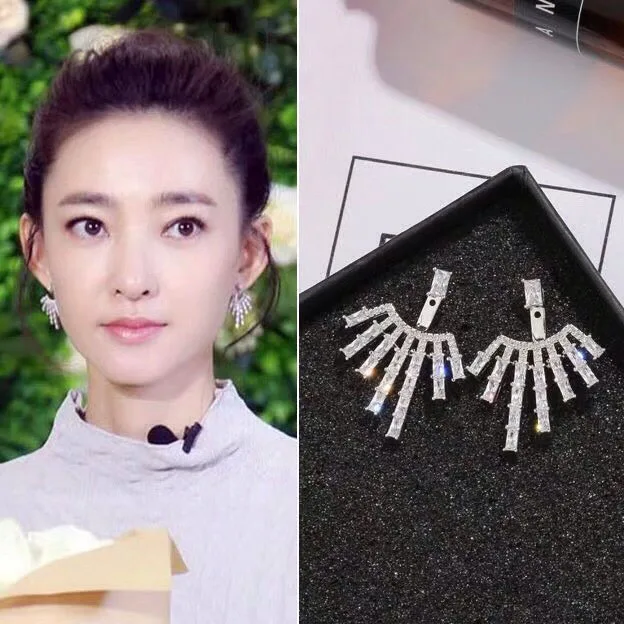 ZAKOL сверкающий фианит багет серьги для женщин белого золота Цвет Свадебная