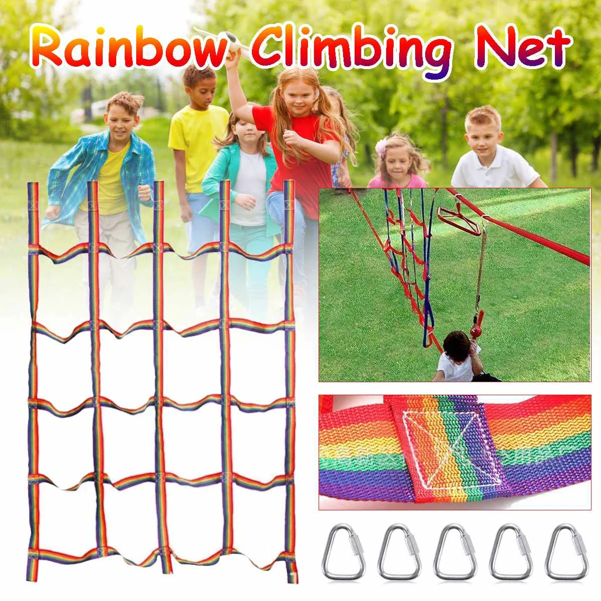 

Kids Ninja Net Polyester Climbing Cargo Net Rope Ladder for Children Outdoor Treehouse GYM Playground Obstacle Course Training