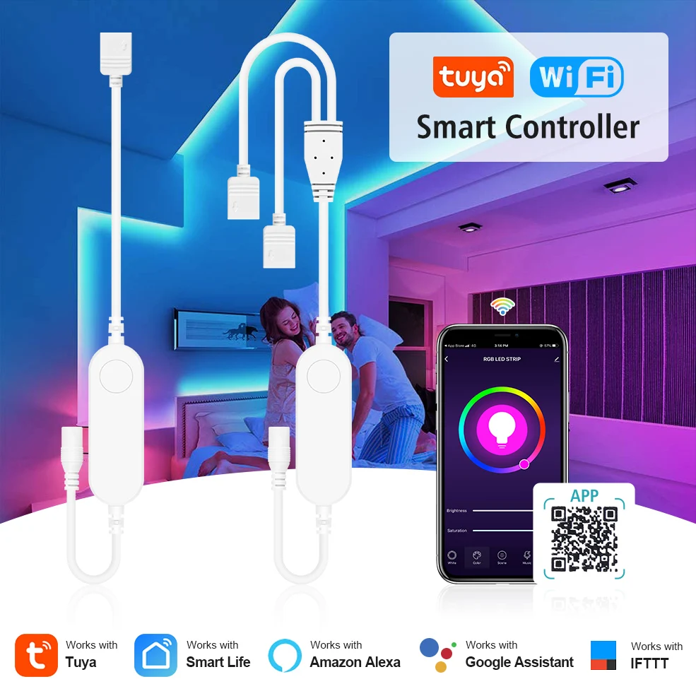 Умный светодиодный контроллер Tuya с Wi Fi работает Alexa Google Assistant голосовое