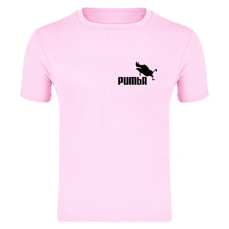 pink Новая летняя футболка с принтом пумбы, мужские хлопковые футболки, футболка с коротким рукавом, высокое качество, футболки для мальчиков, топы, много цветов и размеров - Цвет: pink