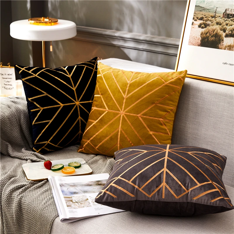 

New Style Velvet Embroidery Applique Process Cushion Covers Decorative Pillow Cases Throw Pillowcases Cushion Sofa Bedroom 1PC#/