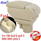 Подлокотник для VW Golf 6 08-13 Mk6 Jetta 5 2006-2011 Vento Wagon, двухслойный поворотный центральный консоль, контейнер для хранения с USB-зарядкой