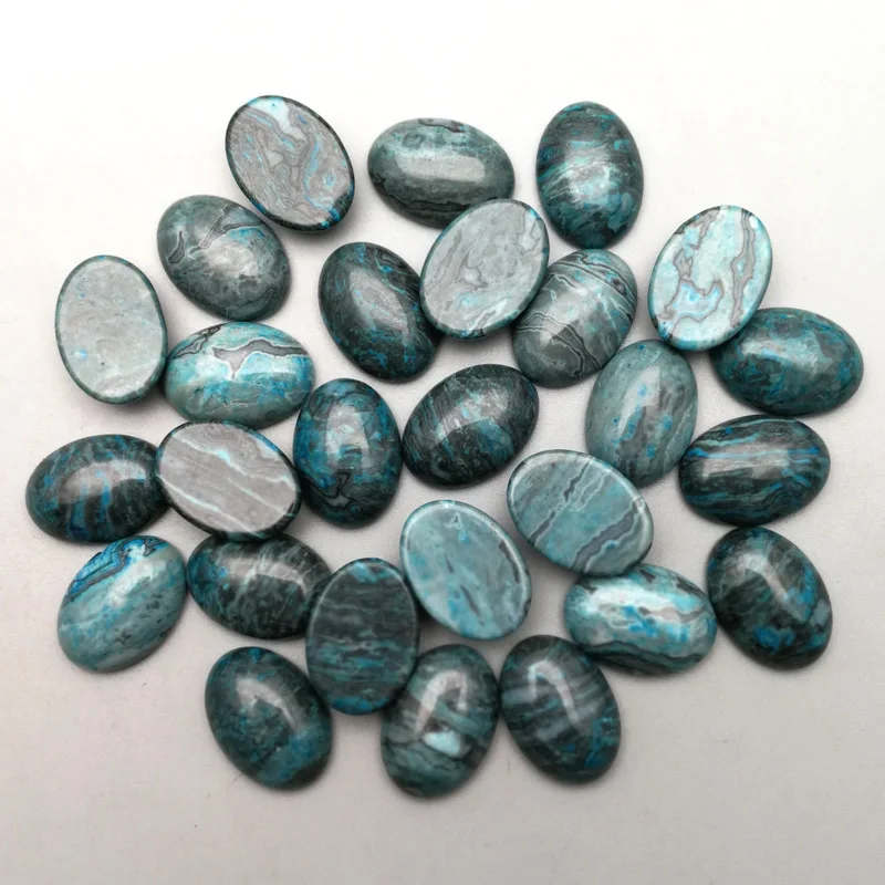 

Fashion Natural blue onyx Stone Beads charms 10x14MM oval Cabochon for jewelry making Ring Earrings accessories 24Pcs no hole