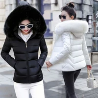 fashion black white womens winter jacket plus size 6xl winter coat female parkas detachable big fur hooded warm short outwear